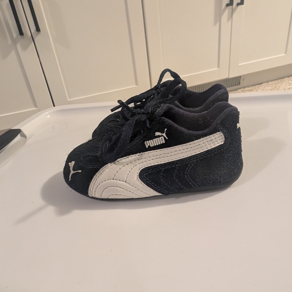 4C Puma Navy and White Baby Sneakers